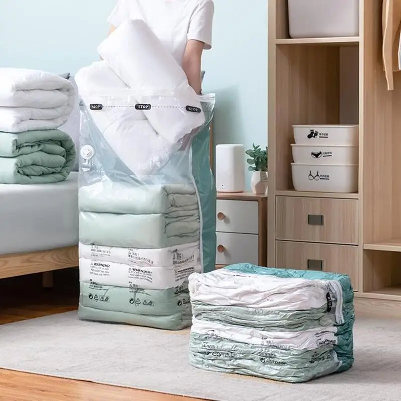 Plastic Storage Vaccum Bags for Storing Clothes blankets and Travel Accessories
