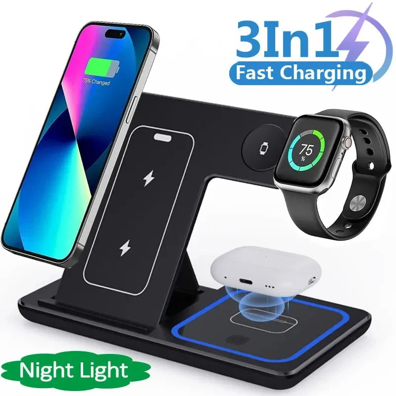 Fast Wireless Charger 3 in 1 For iPhone 15 14 13 12